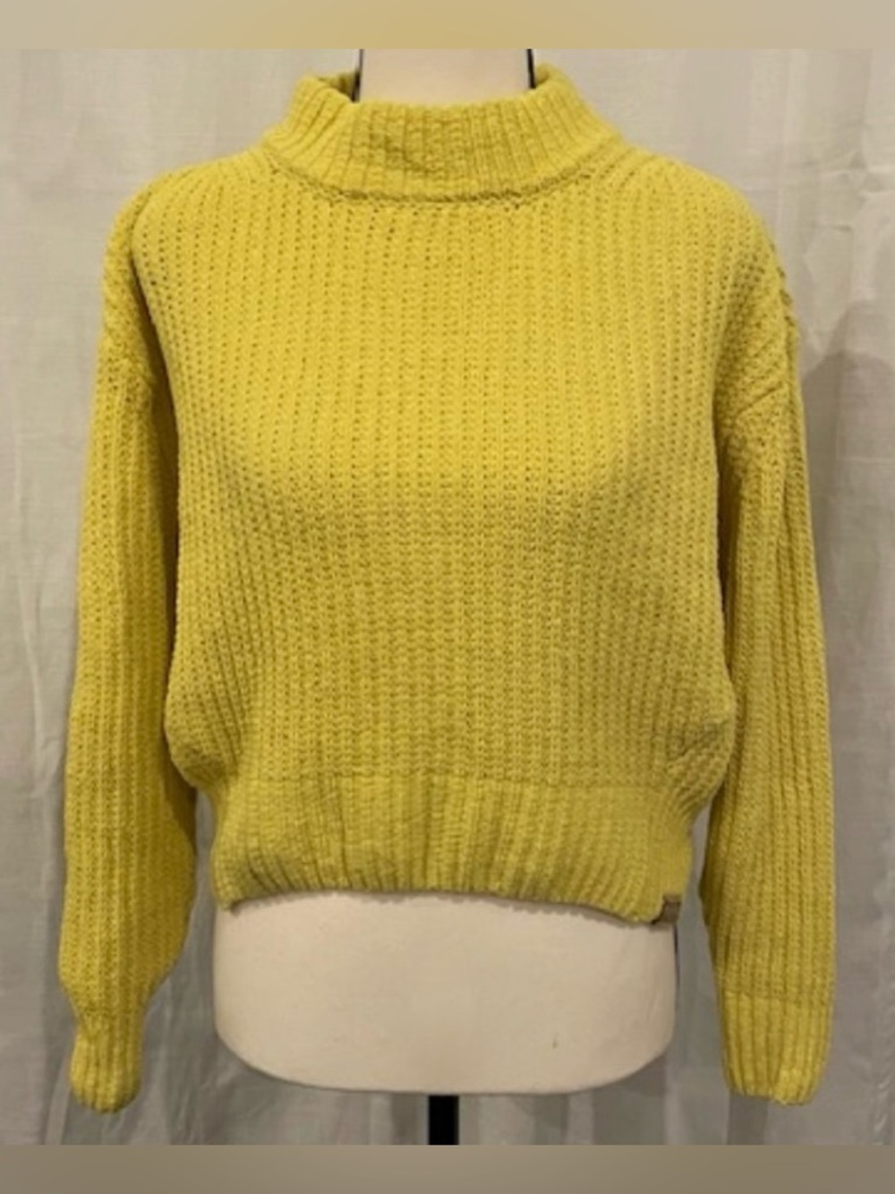 Scotch & Soda Yellow Turtleneck Sweater Small Chunky Knit